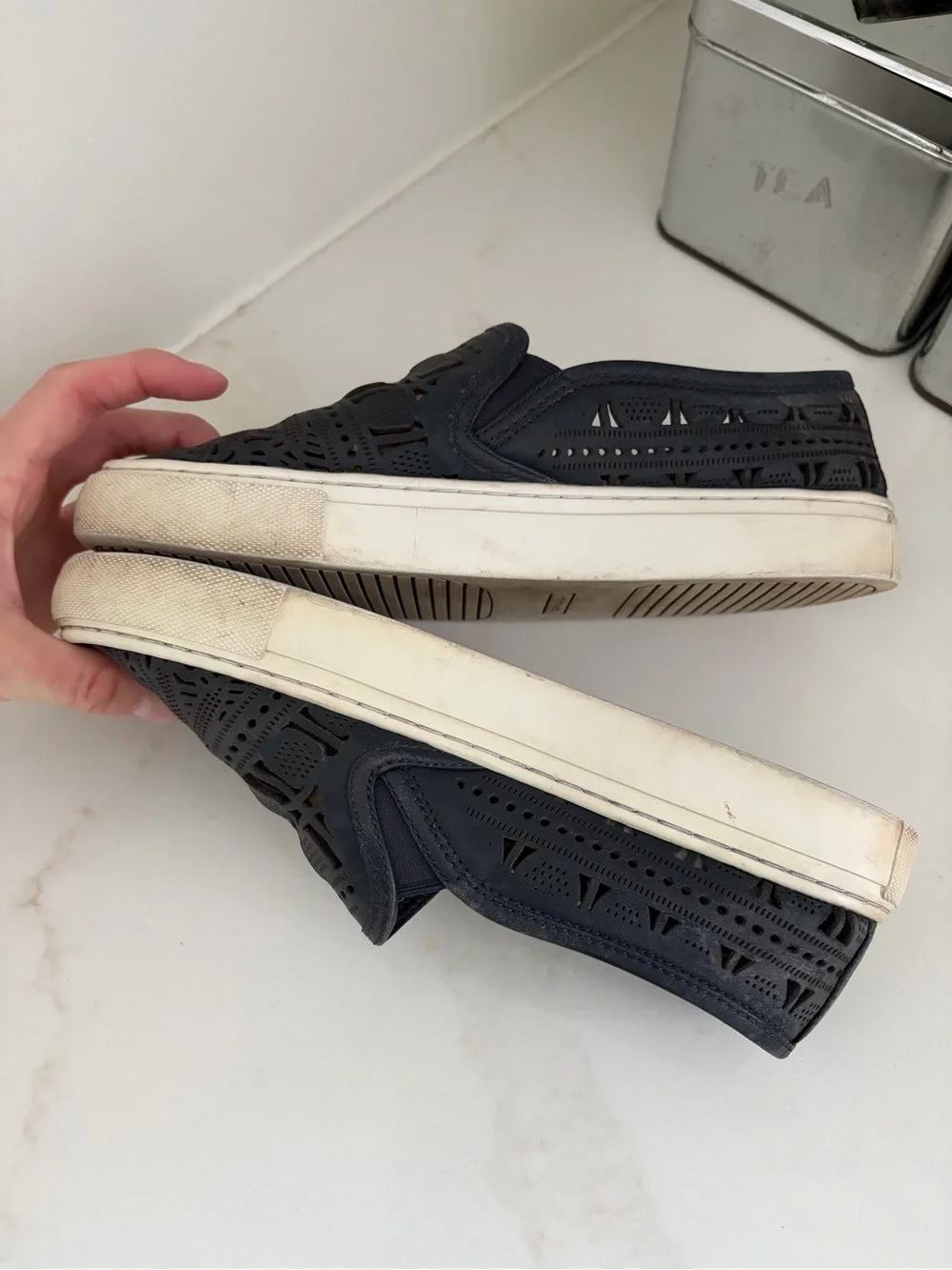 Tory Burch navy leather Slip-On Sneaker